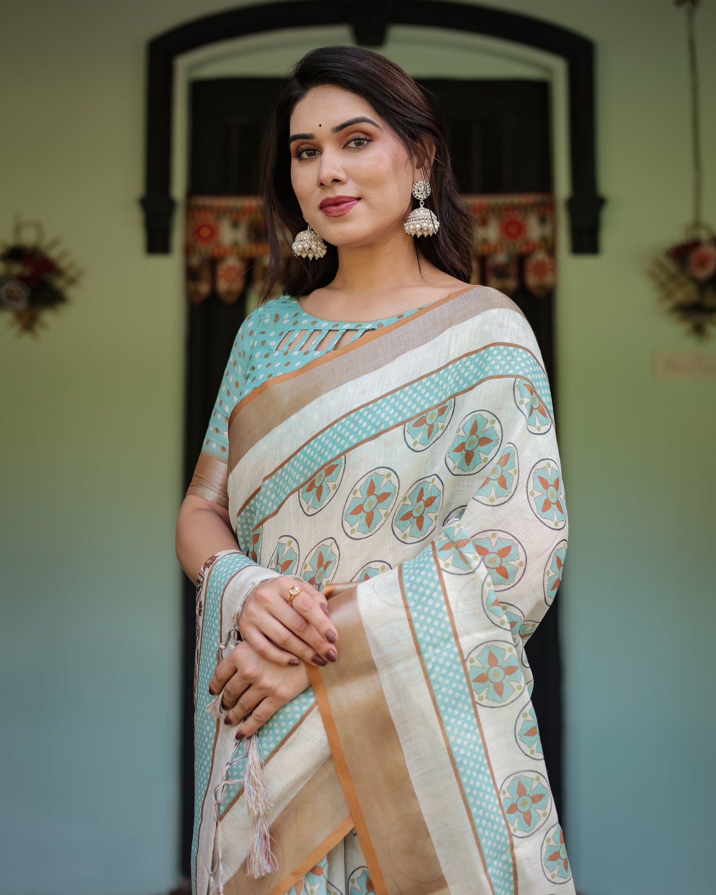 KASHVI PURE LINEN SAREE