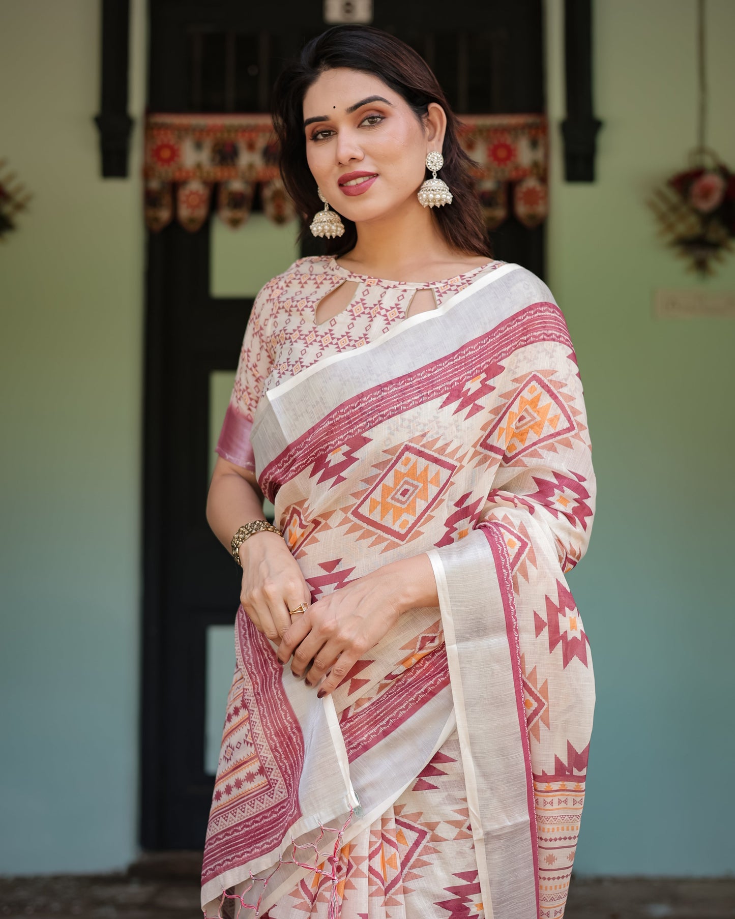 KASHVI PURE LINEN SAREE