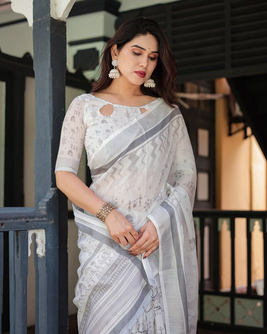 KASHVI PURE LINEN SAREE