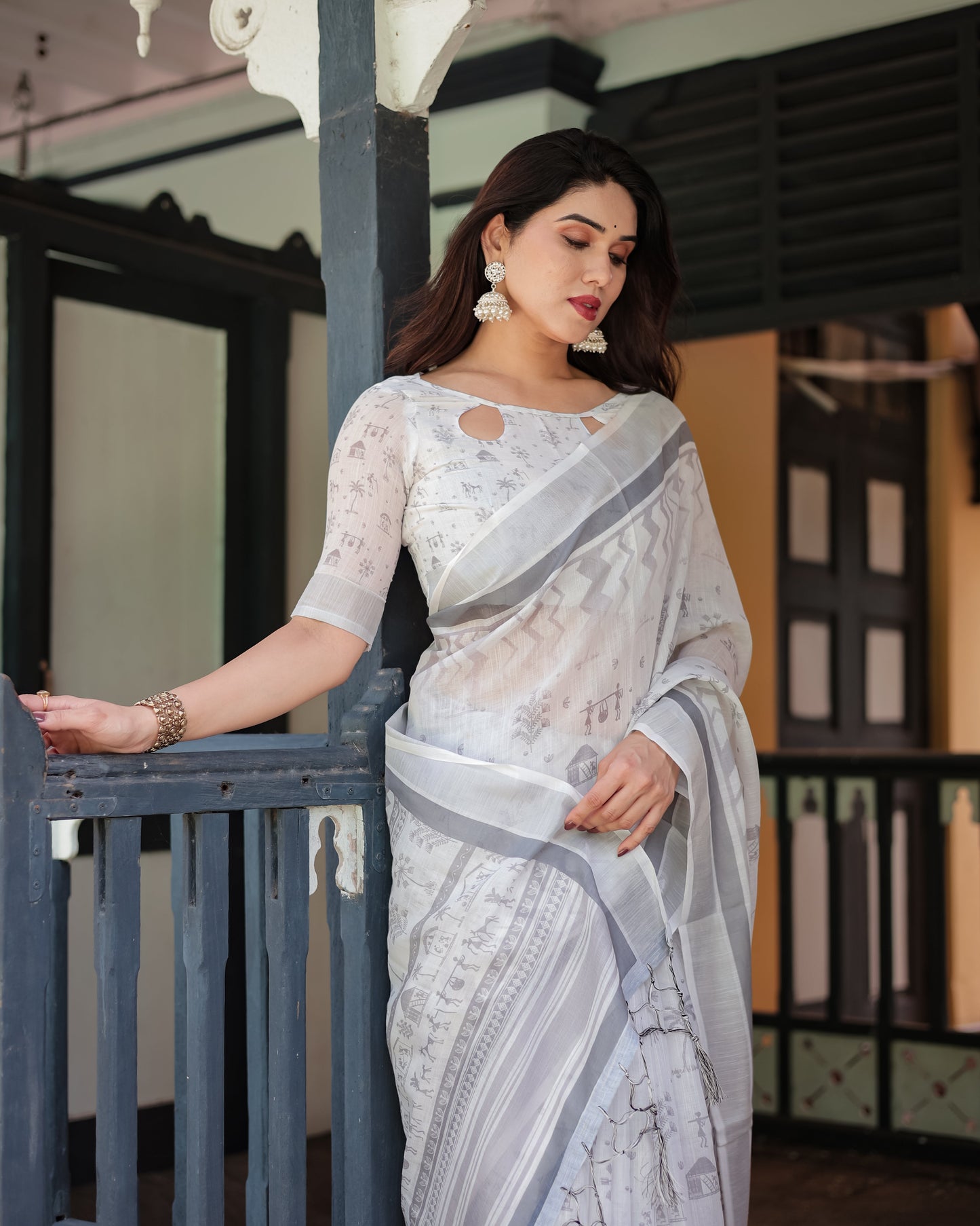 KASHVI PURE LINEN SAREE