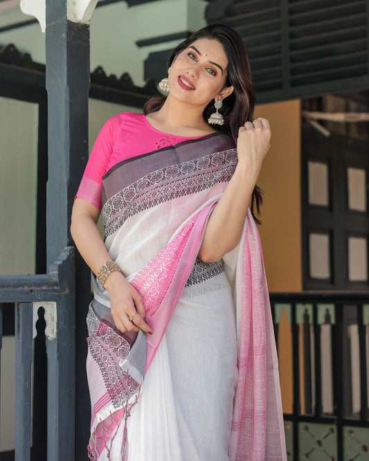 KASHVI PURE LINEN SAREE