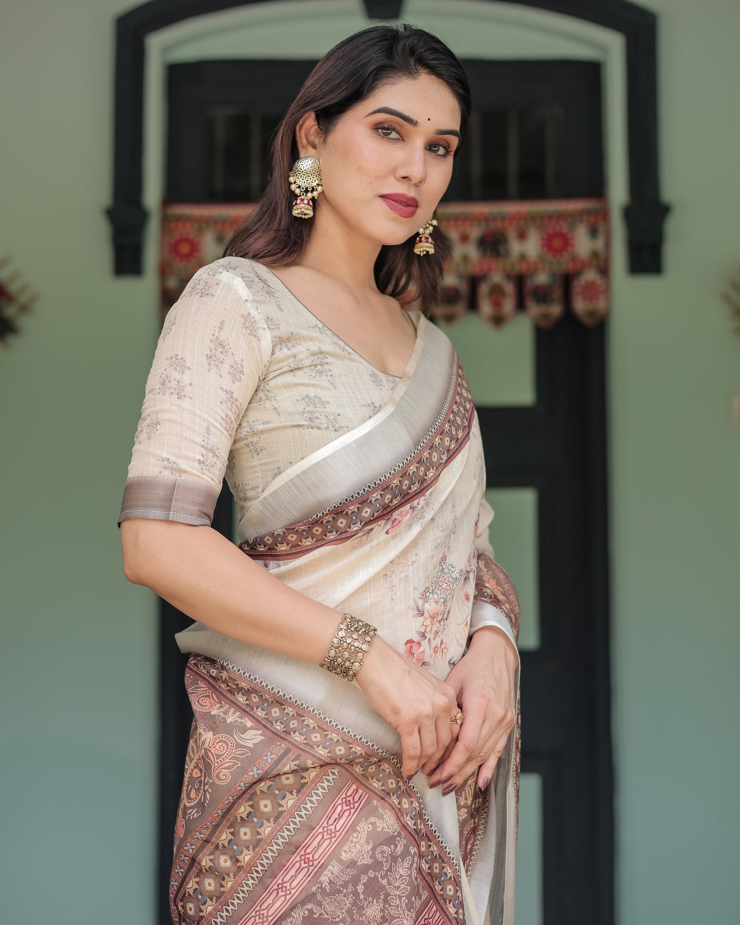 KASHVI PURE LINEN SAREE