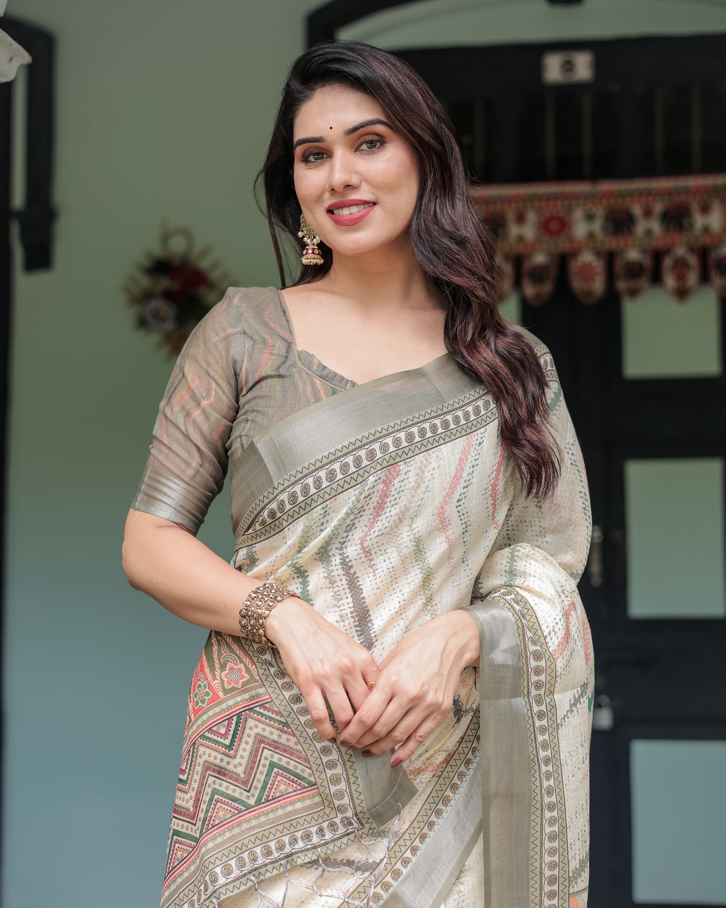 KASHVI PURE LINEN SAREE