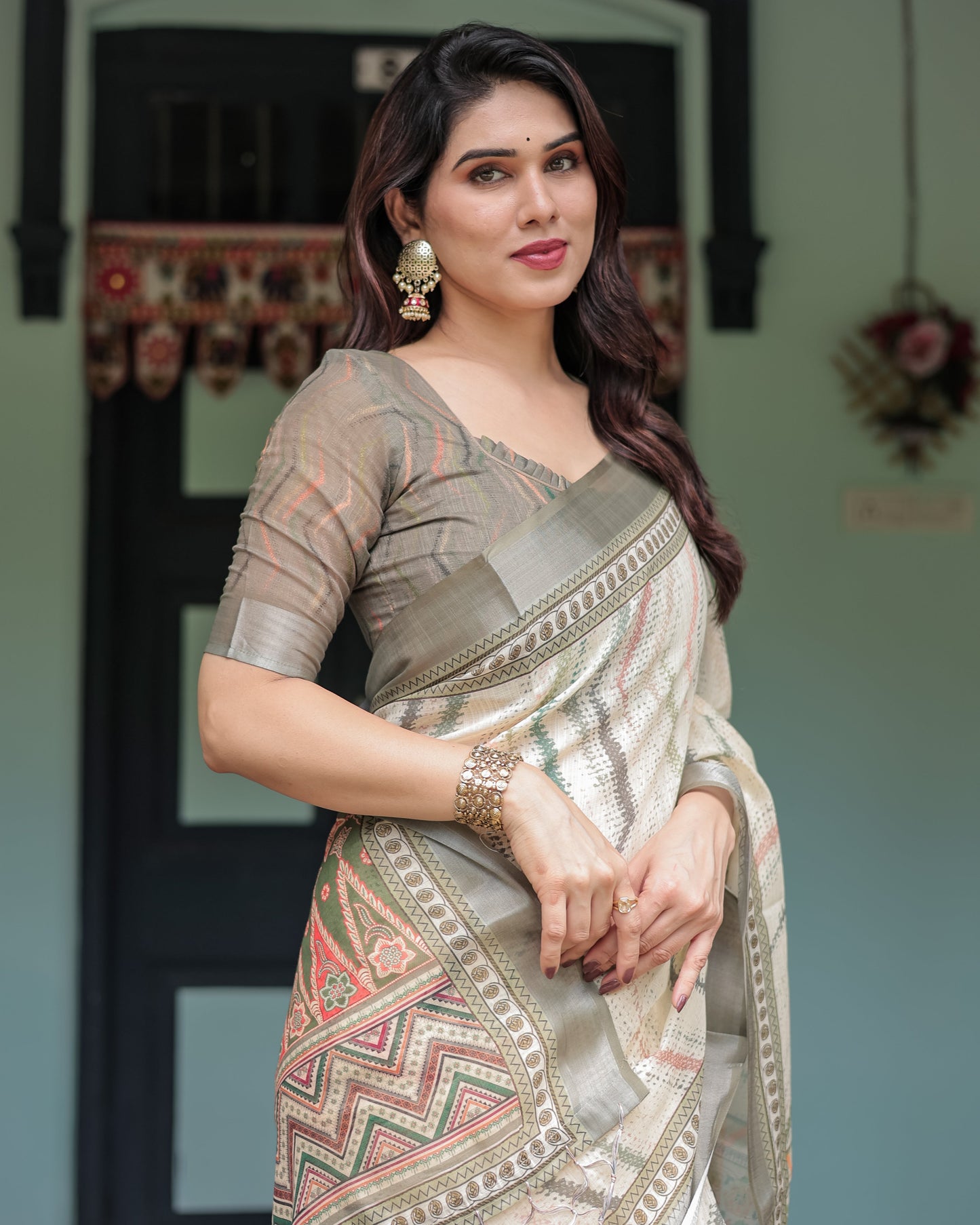 KASHVI PURE LINEN SAREE