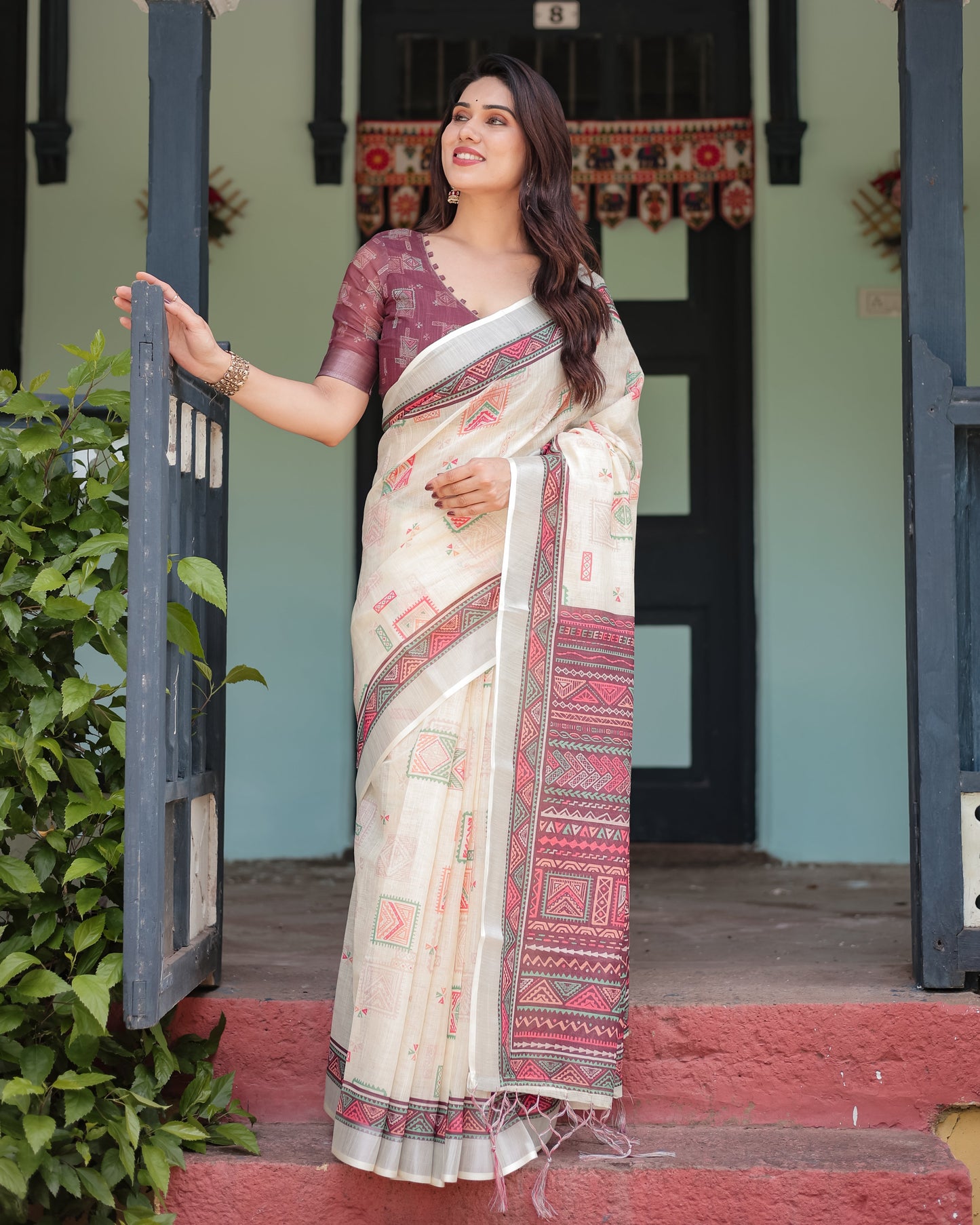 KASHVI PURE LINEN SAREE