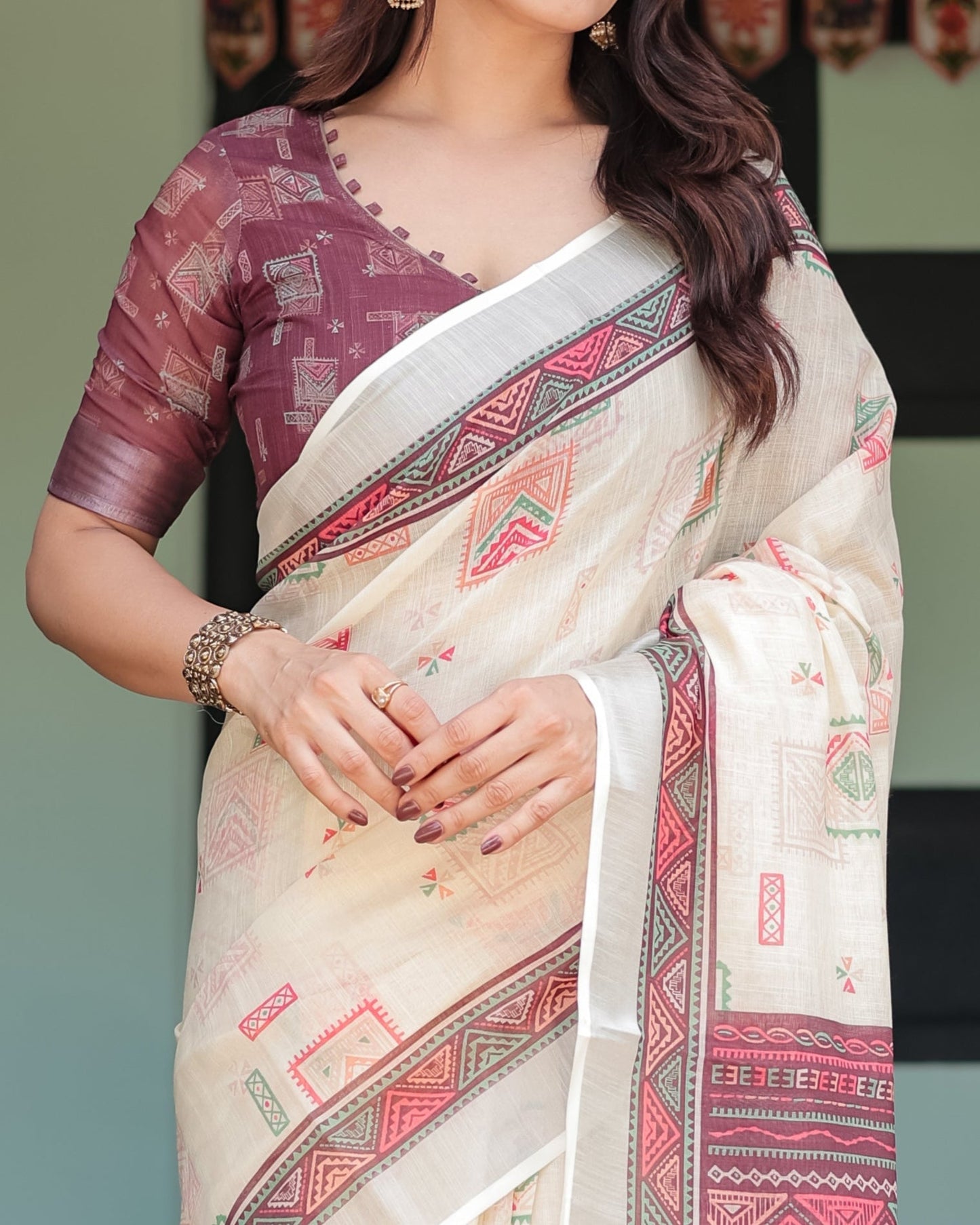 KASHVI PURE LINEN SAREE