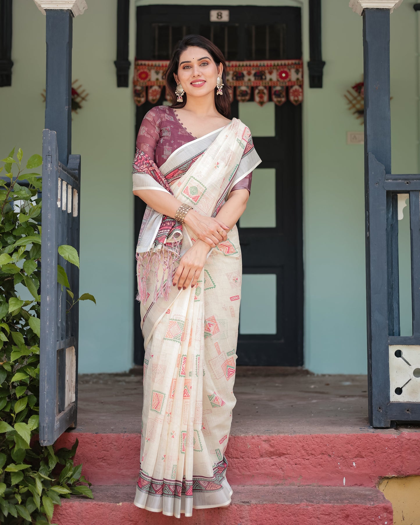 KASHVI PURE LINEN SAREE