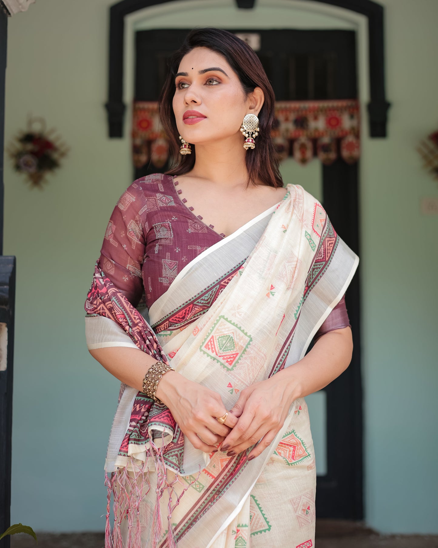 KASHVI PURE LINEN SAREE