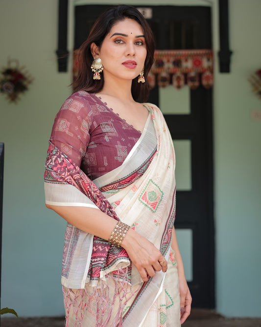 KASHVI PURE LINEN SAREE