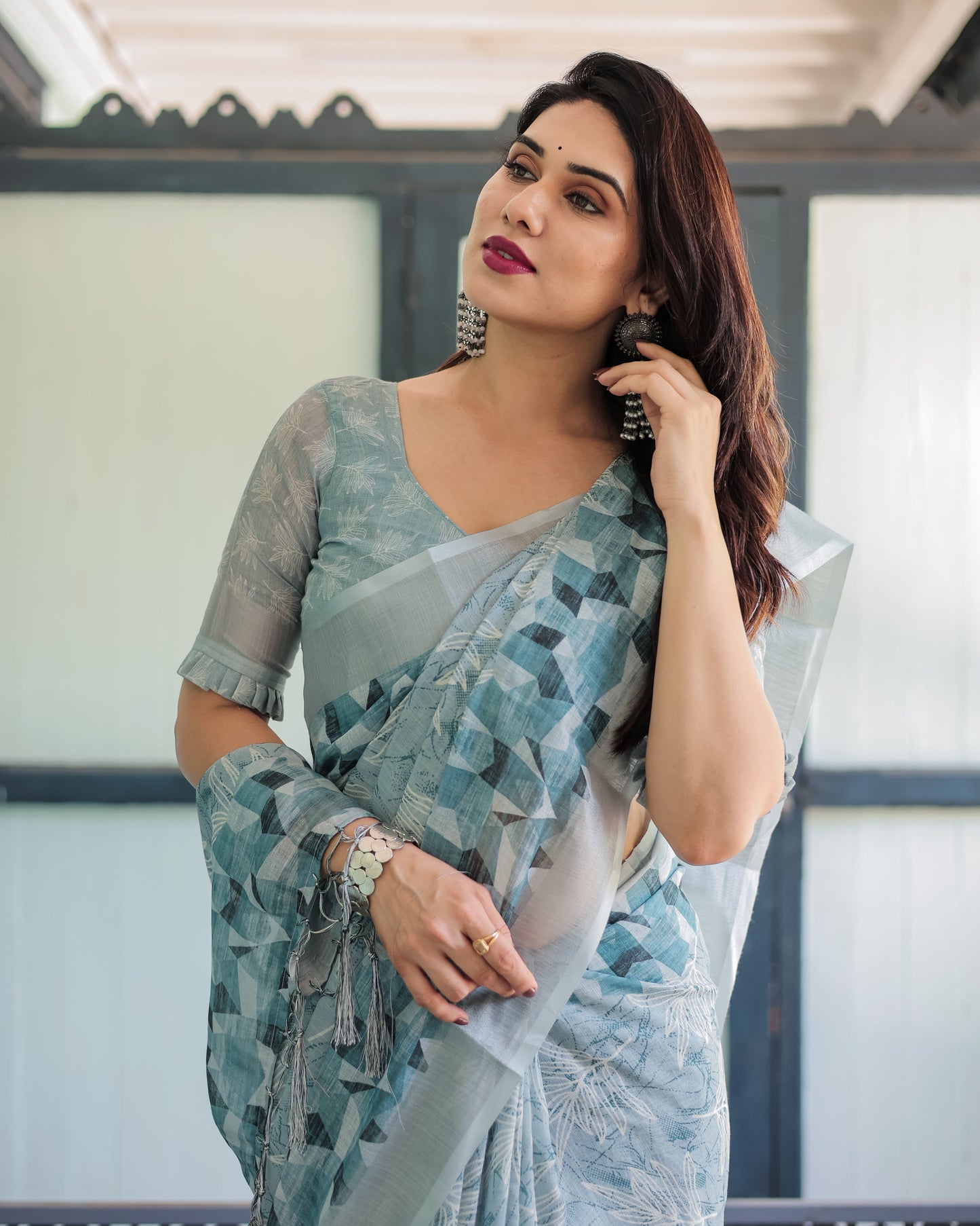 KASHVI PURE LINEN SAREE