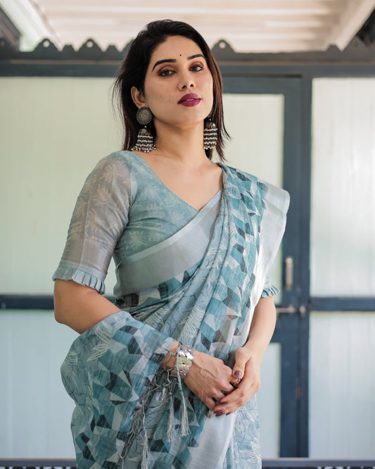 KASHVI PURE LINEN SAREE