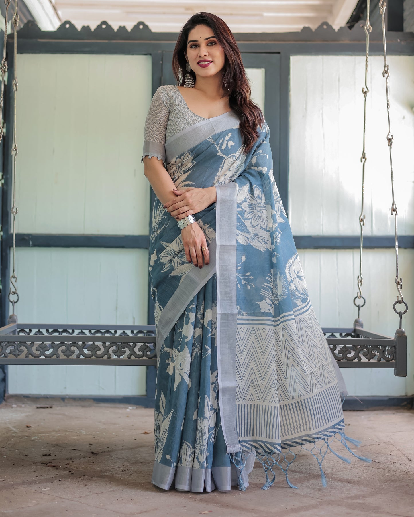 KASHVI PURE LINEN SAREE