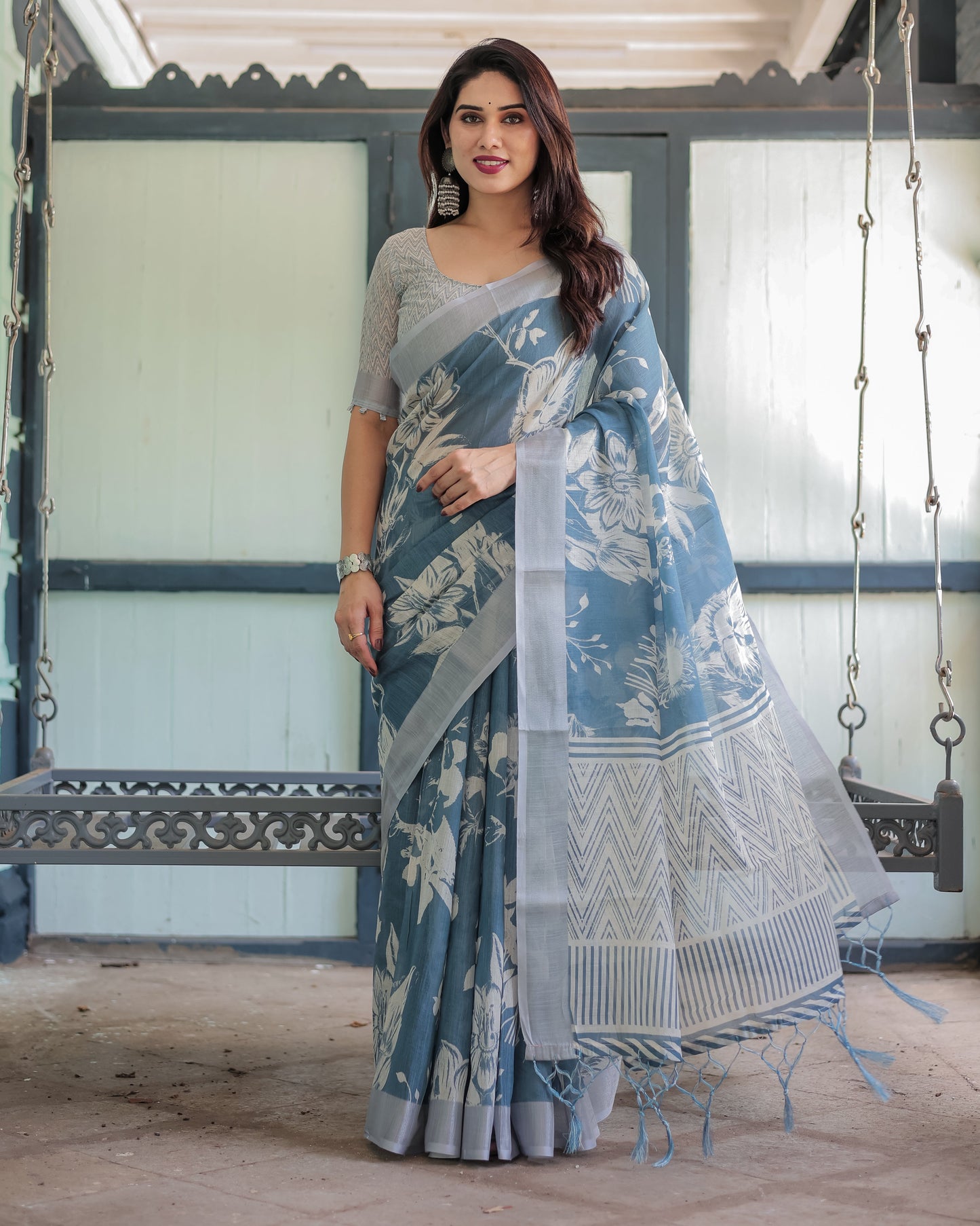 KASHVI PURE LINEN SAREE