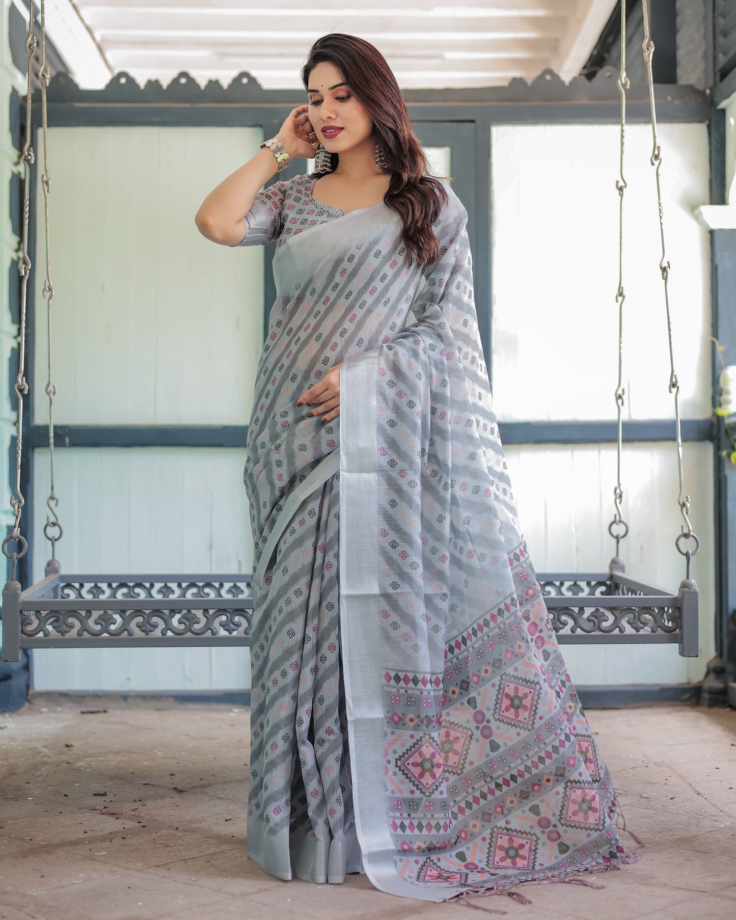 KASHVI PURE LINEN SAREE