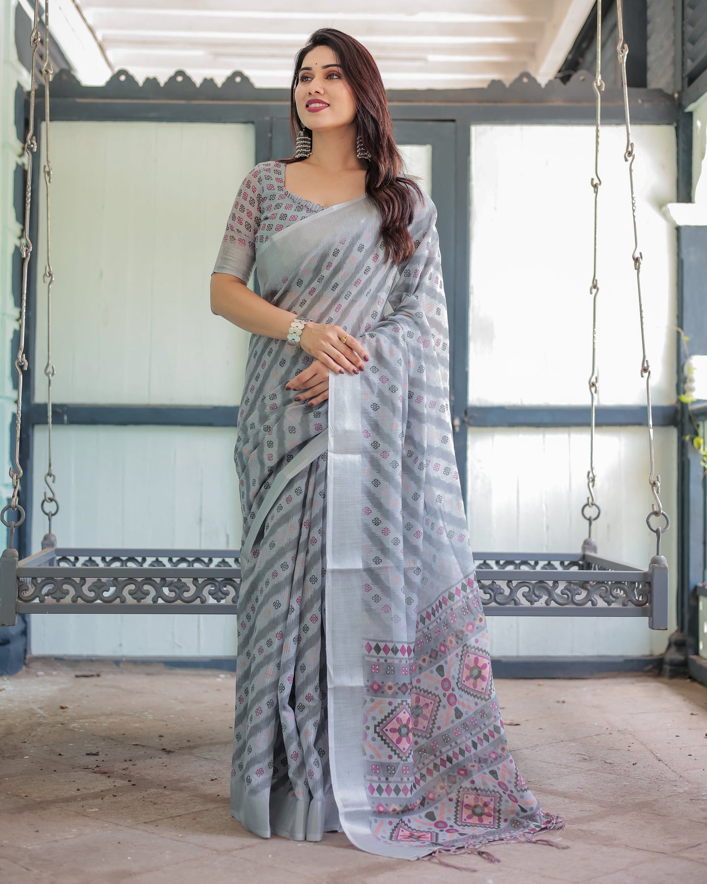KASHVI PURE LINEN SAREE