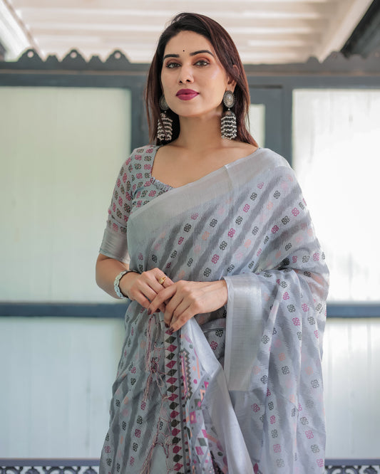 KASHVI PURE LINEN SAREE
