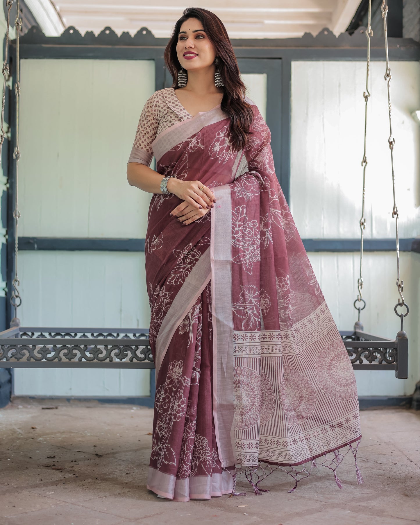 KASHVI PURE LINEN SAREE