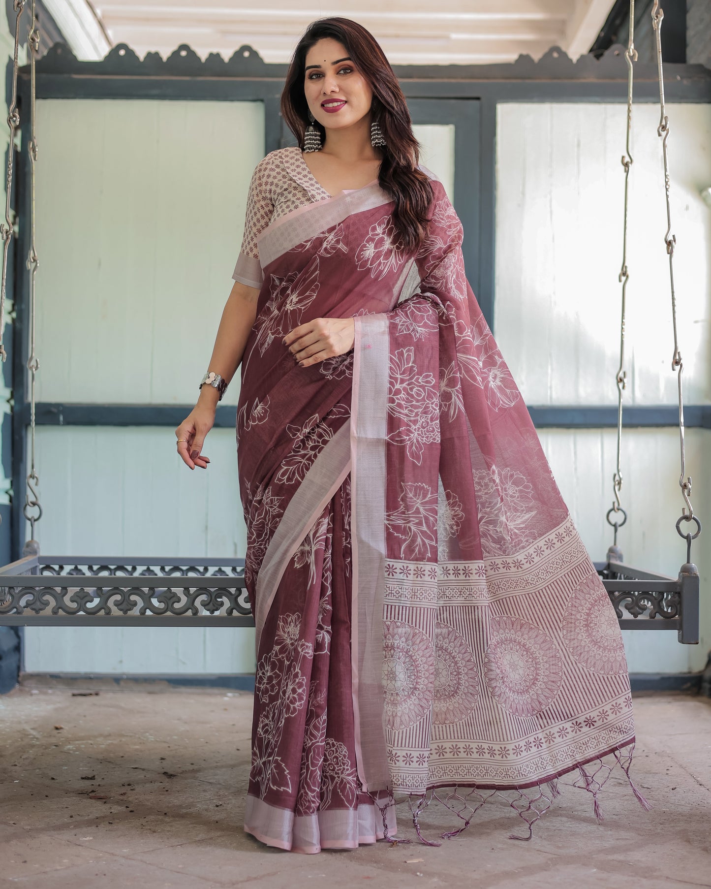 KASHVI PURE LINEN SAREE