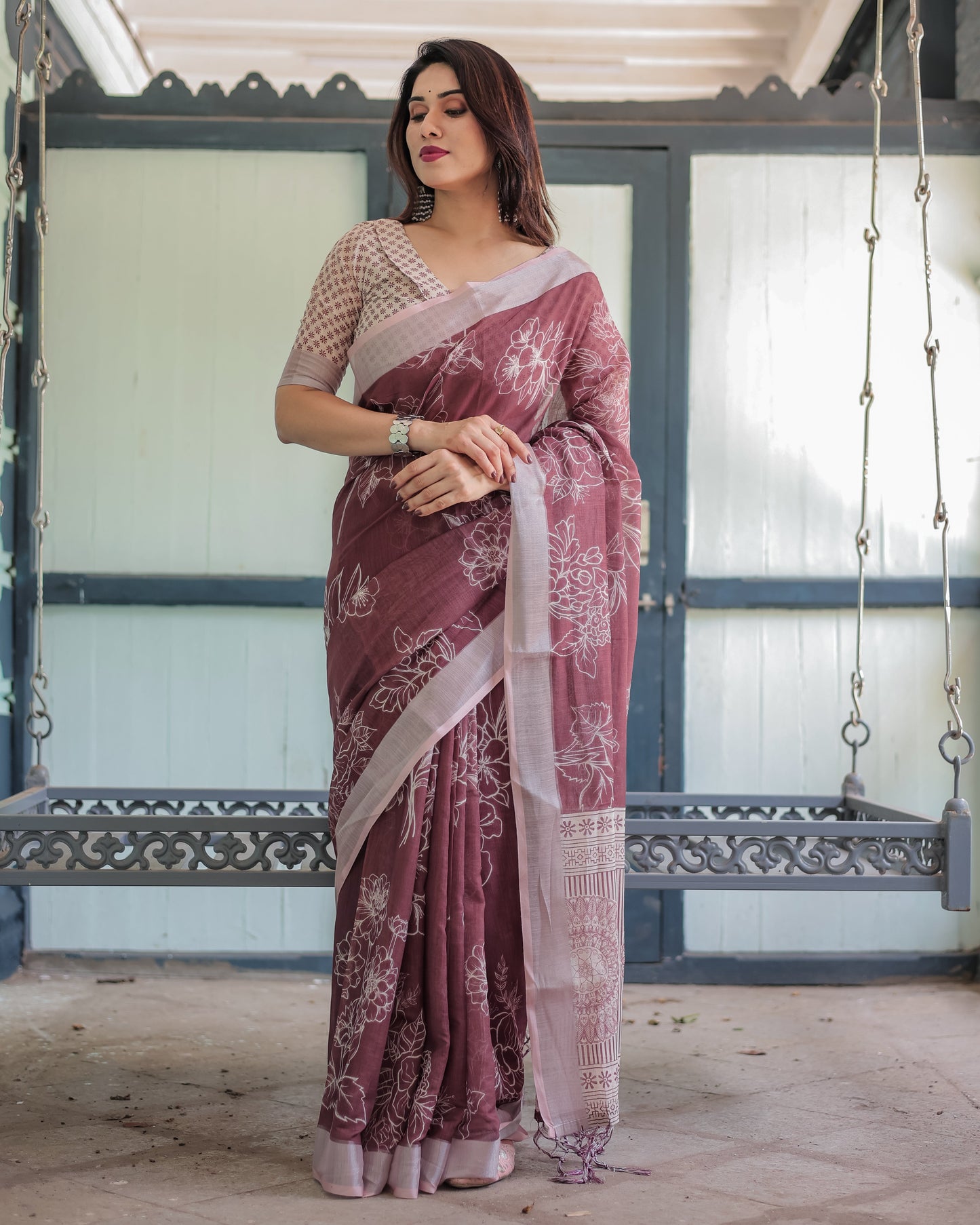 KASHVI PURE LINEN SAREE