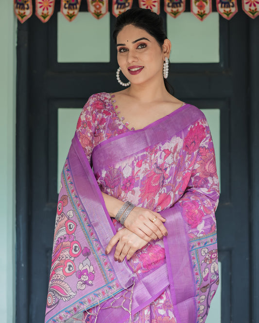 KASHVI PURE LINEN SAREE