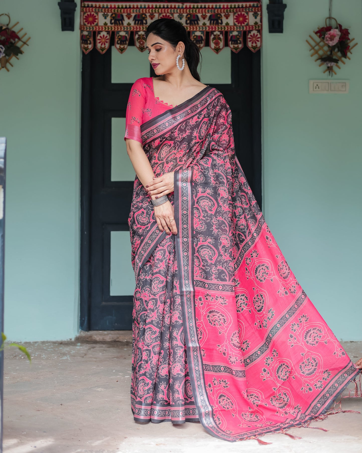 KASHVI PURE LINEN SAREE