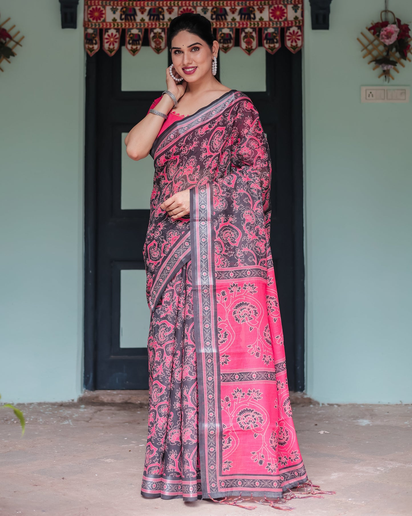 KASHVI PURE LINEN SAREE