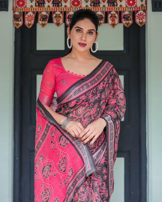 KASHVI PURE LINEN SAREE
