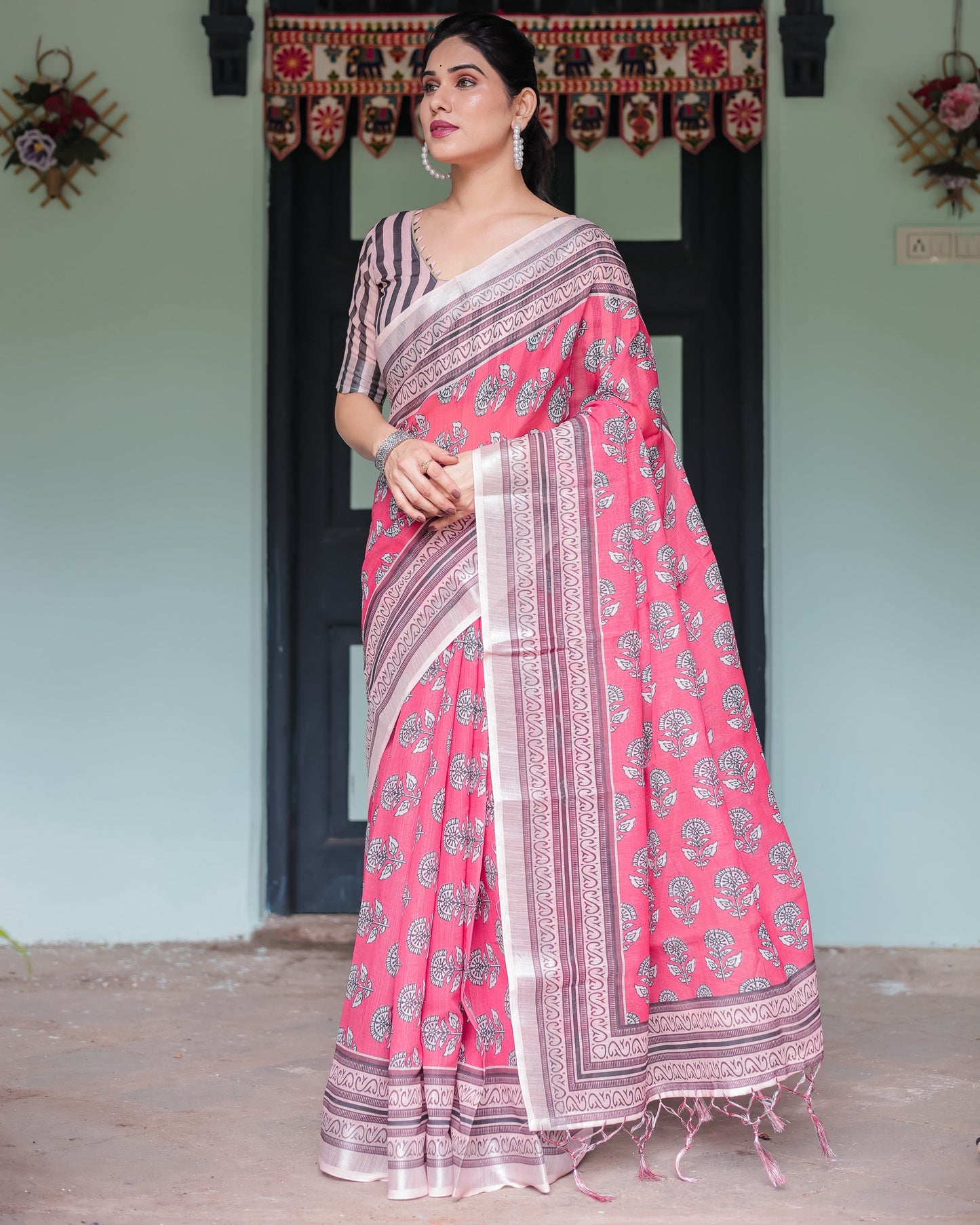 KASHVI PURE LINEN SAREE