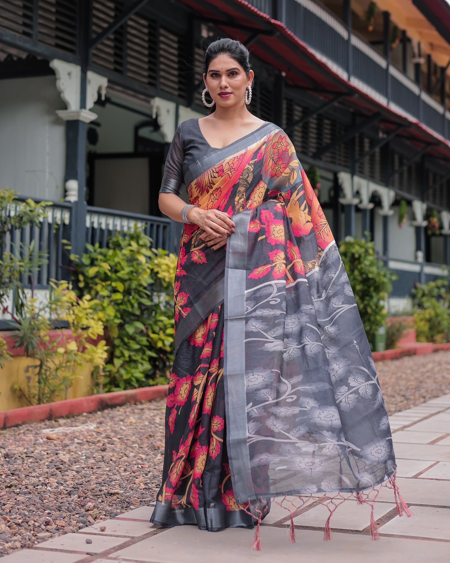 KASHVI PURE LINEN SAREE
