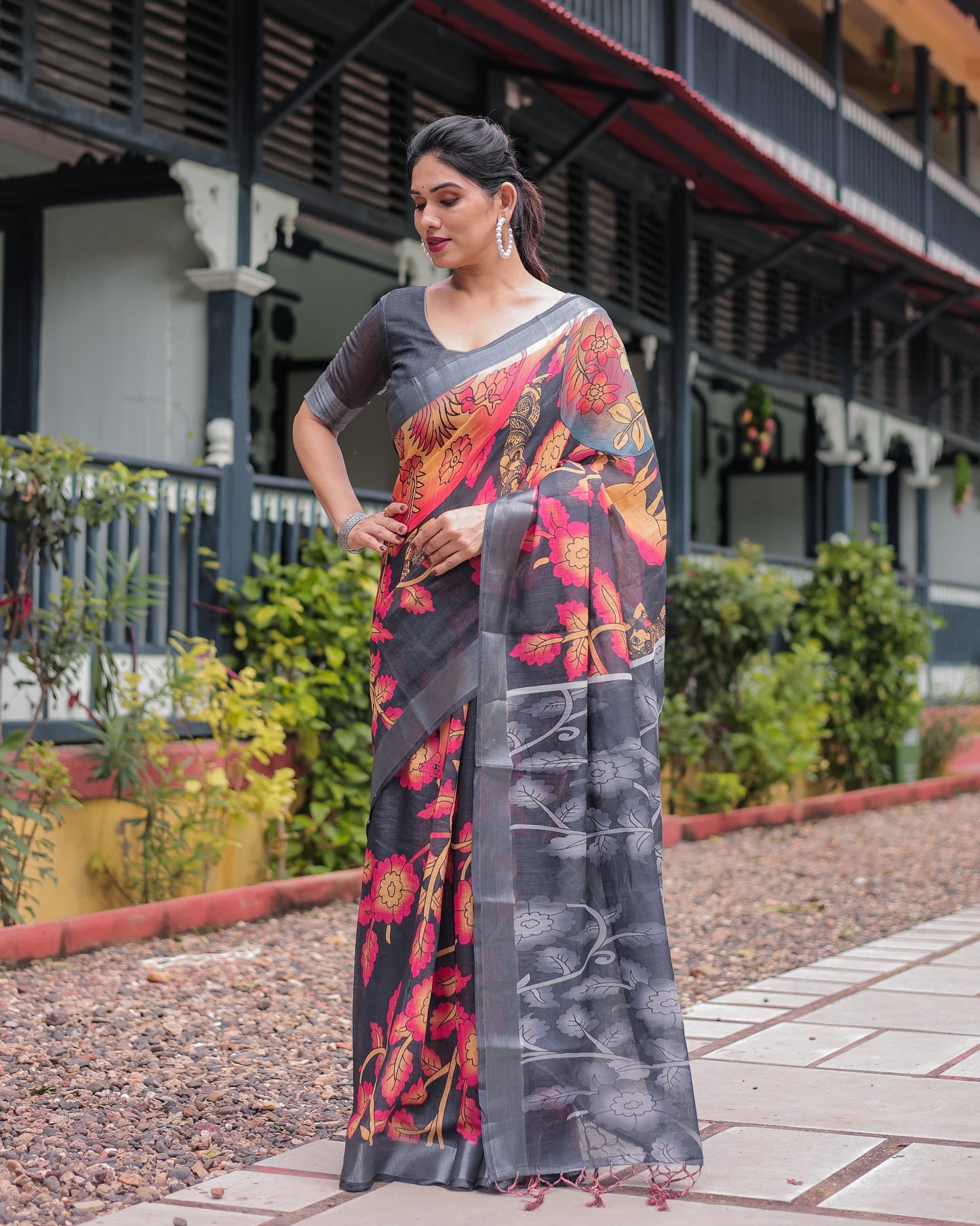 KASHVI PURE LINEN SAREE