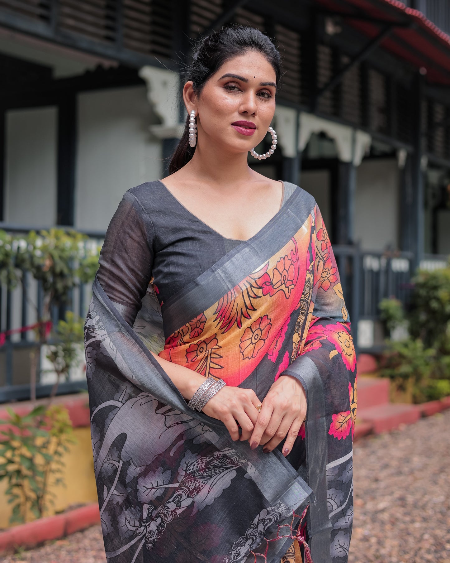 KASHVI PURE LINEN SAREE