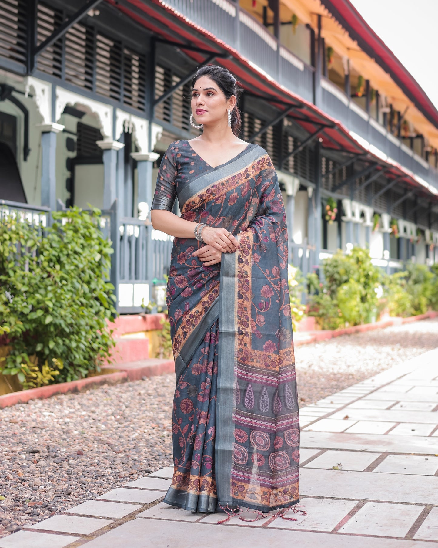 KASHVI PURE LINEN SAREE