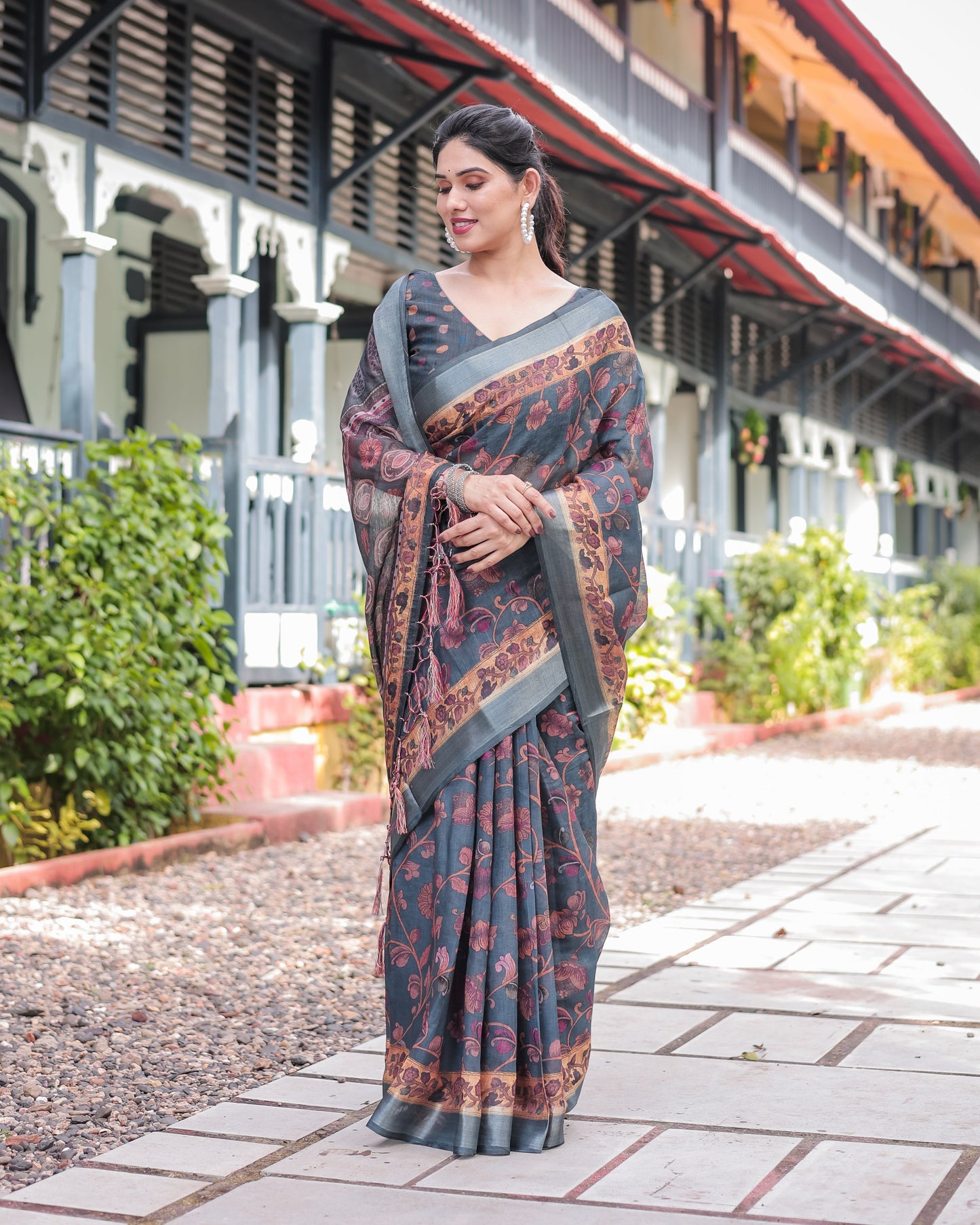 KASHVI PURE LINEN SAREE