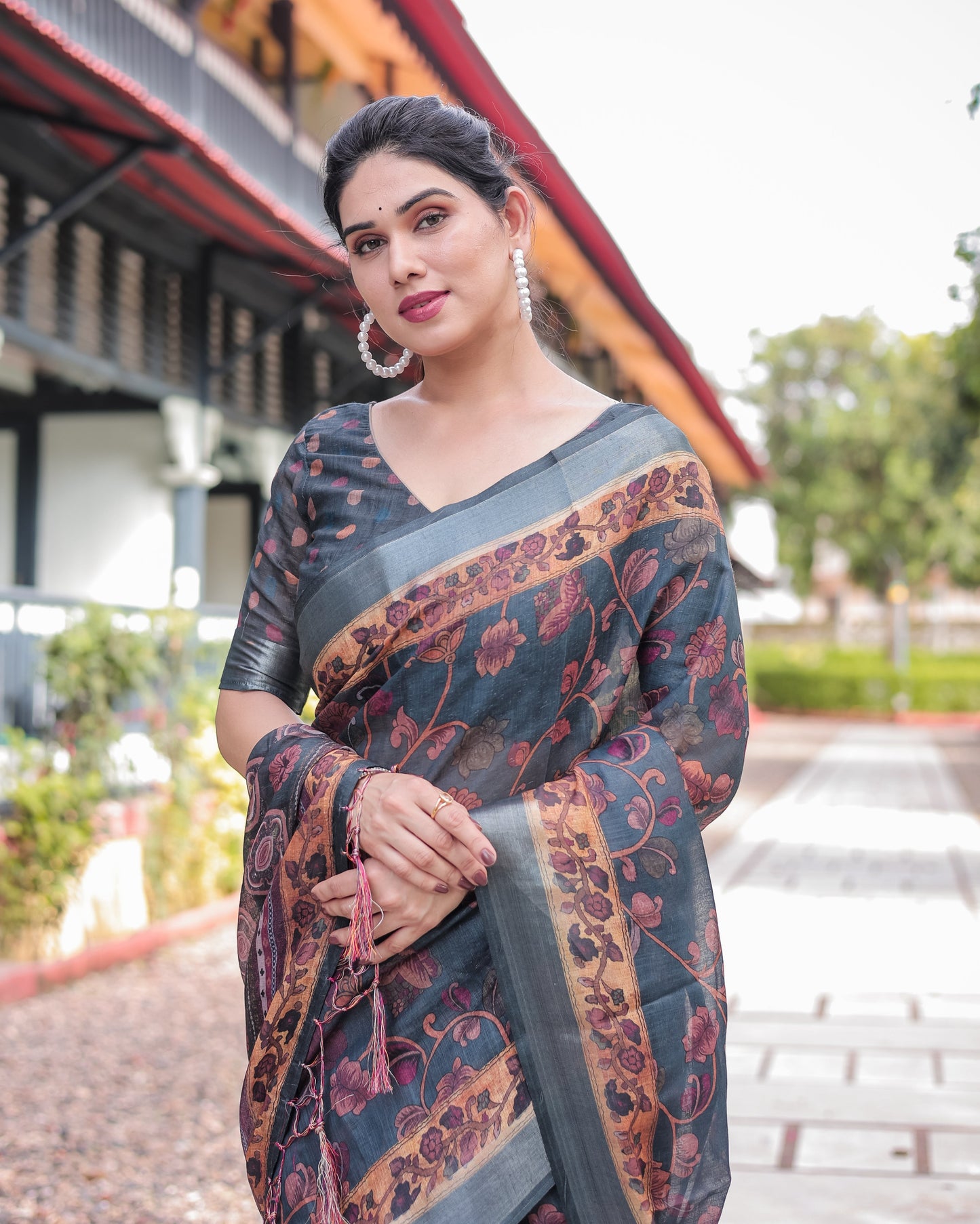 KASHVI PURE LINEN SAREE