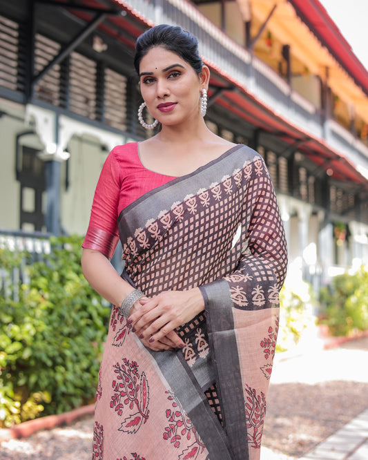 KASHVI PURE LINEN SAREE