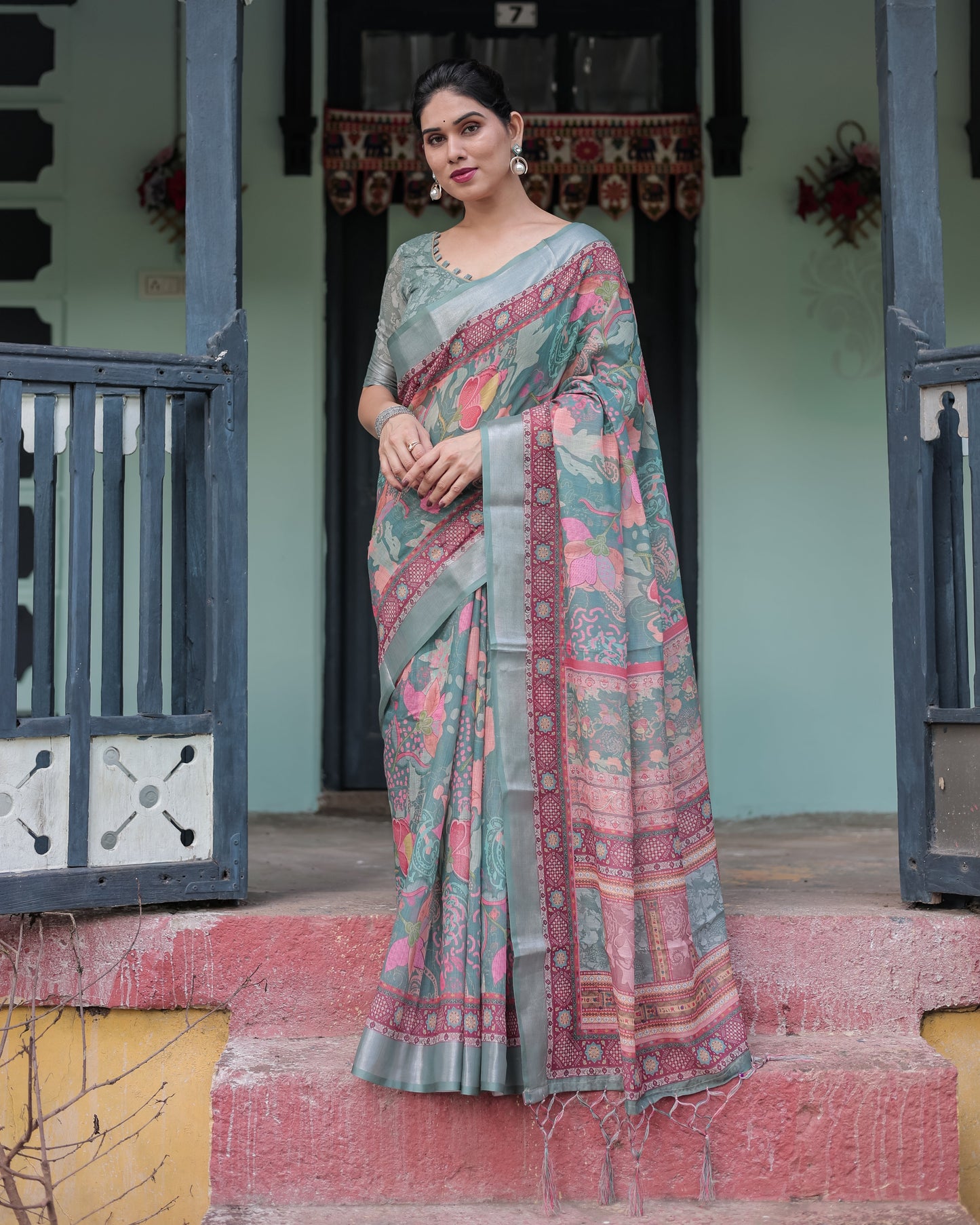 KASHVI PURE LINEN SAREE