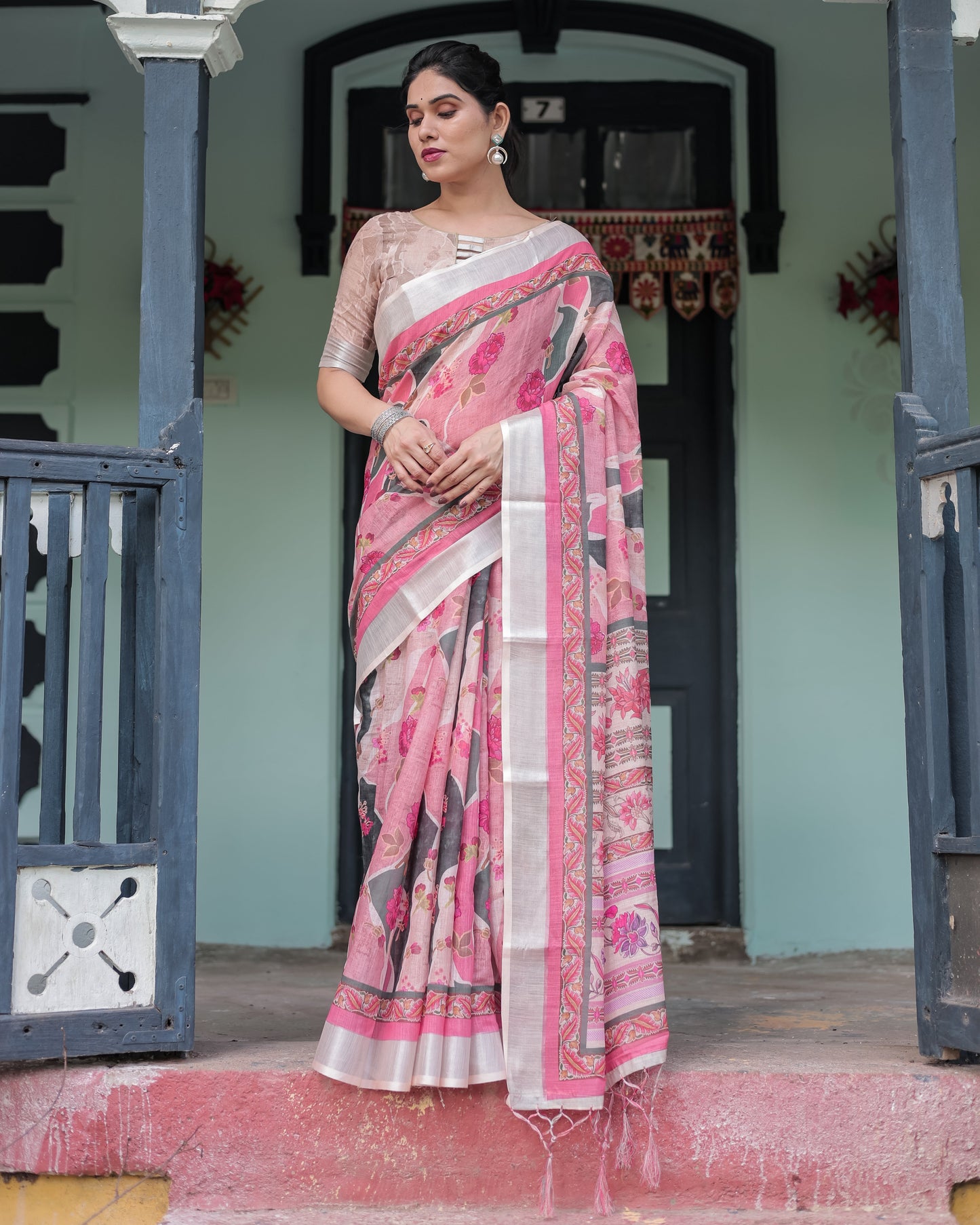 KASHVI PURE LINEN SAREE