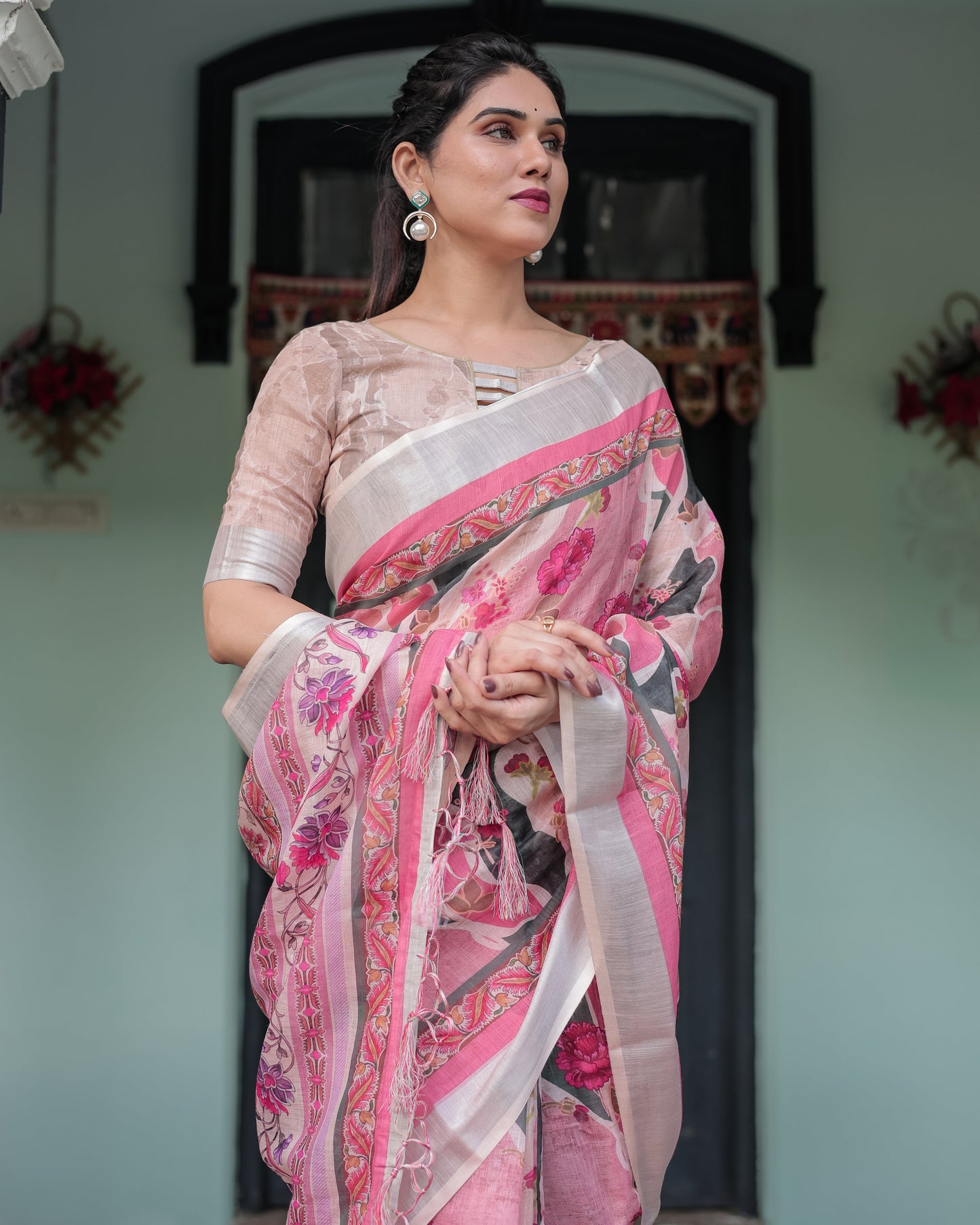 KASHVI PURE LINEN SAREE