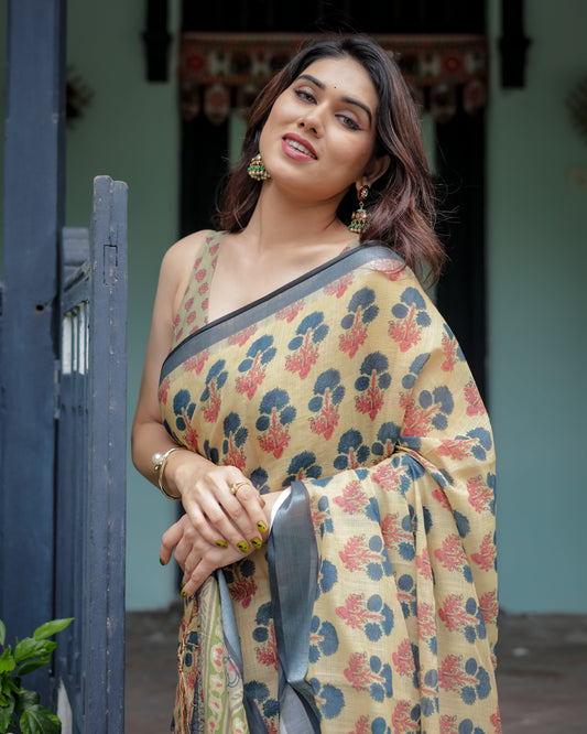 KASHVI PURE LINEN SAREE