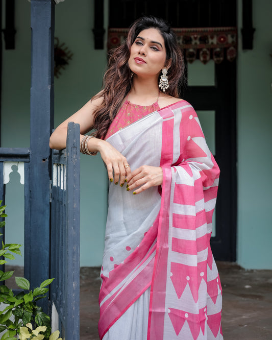 KASHVI PURE LINEN SAREE