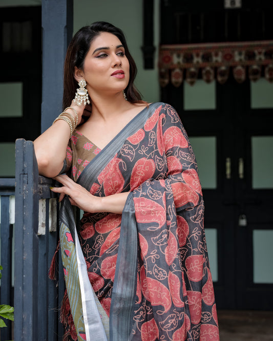 KASHVI PURE LINEN SAREE