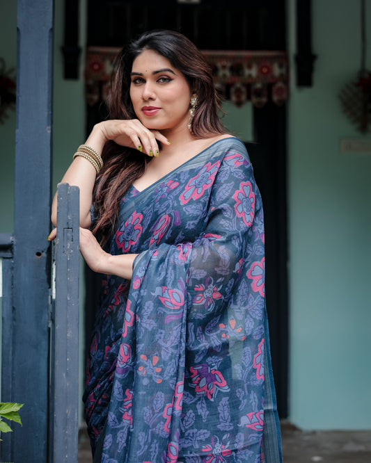 KASHVI PURE LINEN SAREE