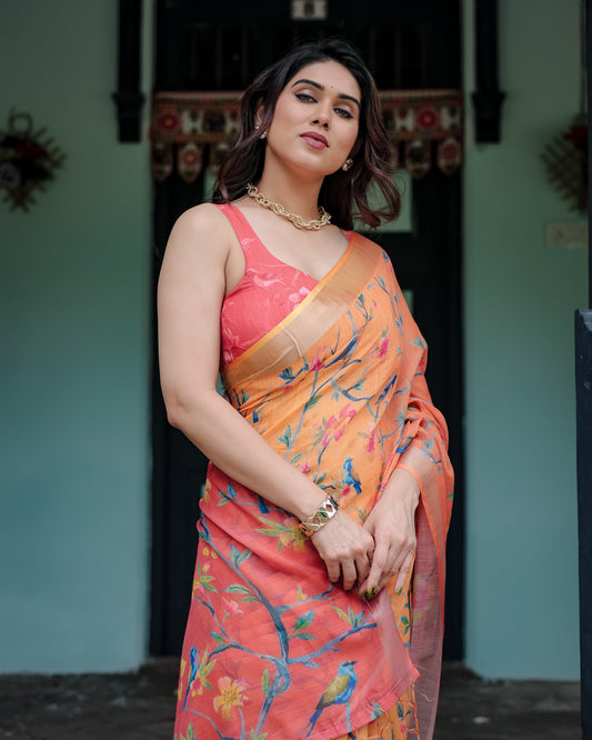 KASHVI PURE LINEN SAREE