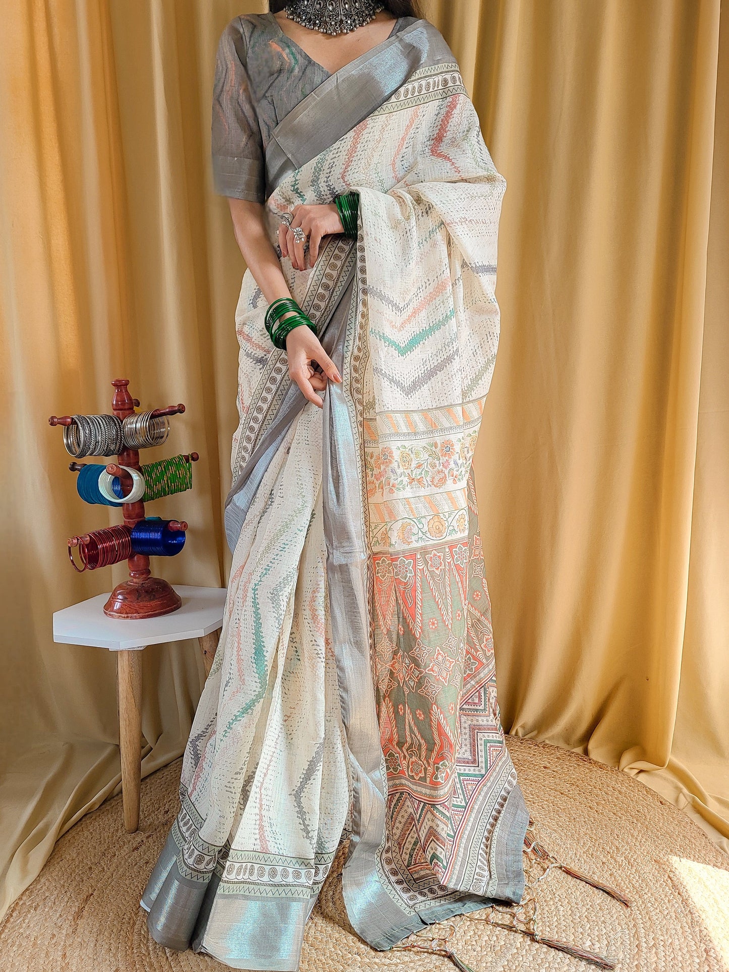 KASHVI PURE LINEN SAREE