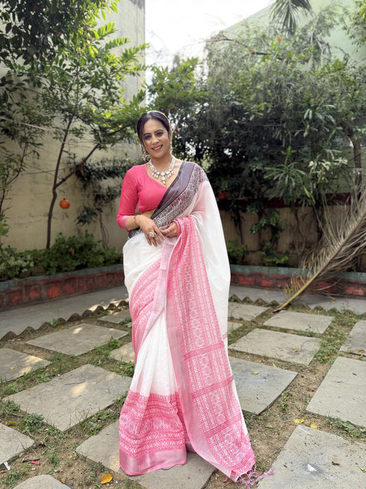 KASHVI PURE LINEN SAREE