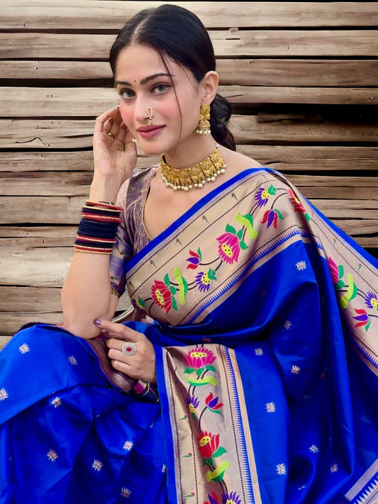 Lotus brocade paithani